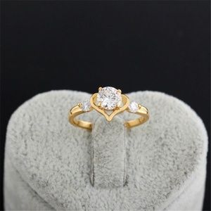 18K Yellow Gold Filled Heart Shape Wedding Ring